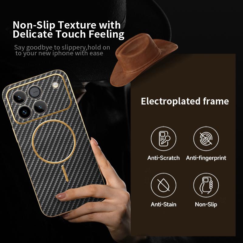 For Honor Win Win RT Win Turbo electroplated carbon fiber magnetic fingerprint-resistant shockproof phone case