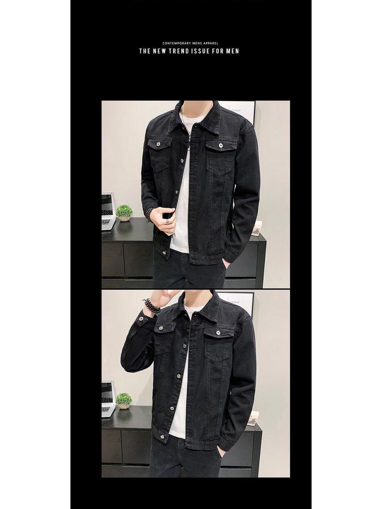 2025 Spring Men's Slim Fit Korean Style Denim Jacket, Plus Size Fashion Casual Cardigan Coat