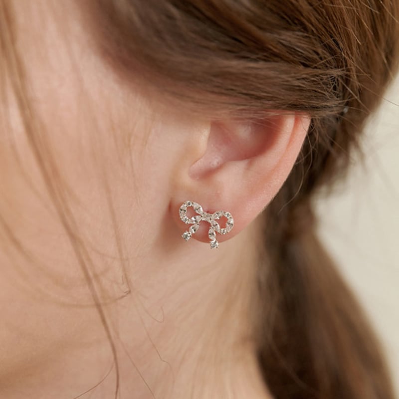 TATIANA (925 Silver) Cubic Ring Ribbon Earrings EC3091