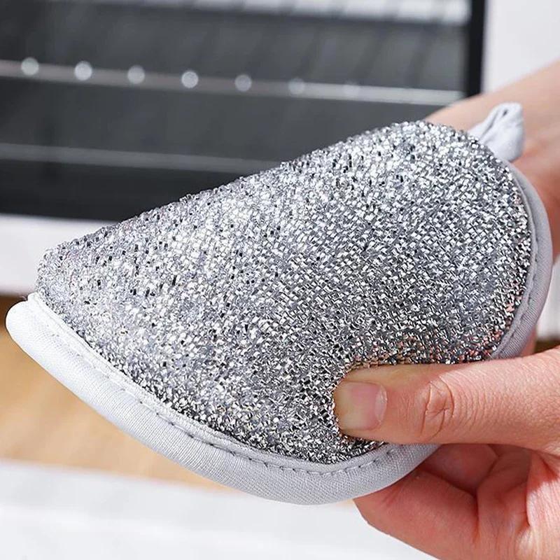 30/1PCS Magic Silver Wire Dishwashing Sponge Wipe Reusable Double Side Sponges Household Kitchen Pan Pot Dish Cleaning Tools