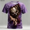 Maglietta da uomo Halloween Illusione Ottica Clown Spaventoso 3D Manica Corta Girocollo Horror Club Festa Streetwear