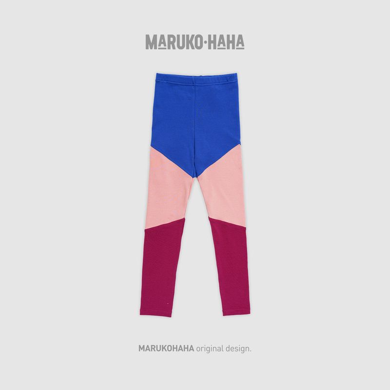 Toothpick Maru Maru and His Friends' Three-Color Patchwork Leggings, New Spring Style for Girls, Can Be Worn Outside as Yoga Pants