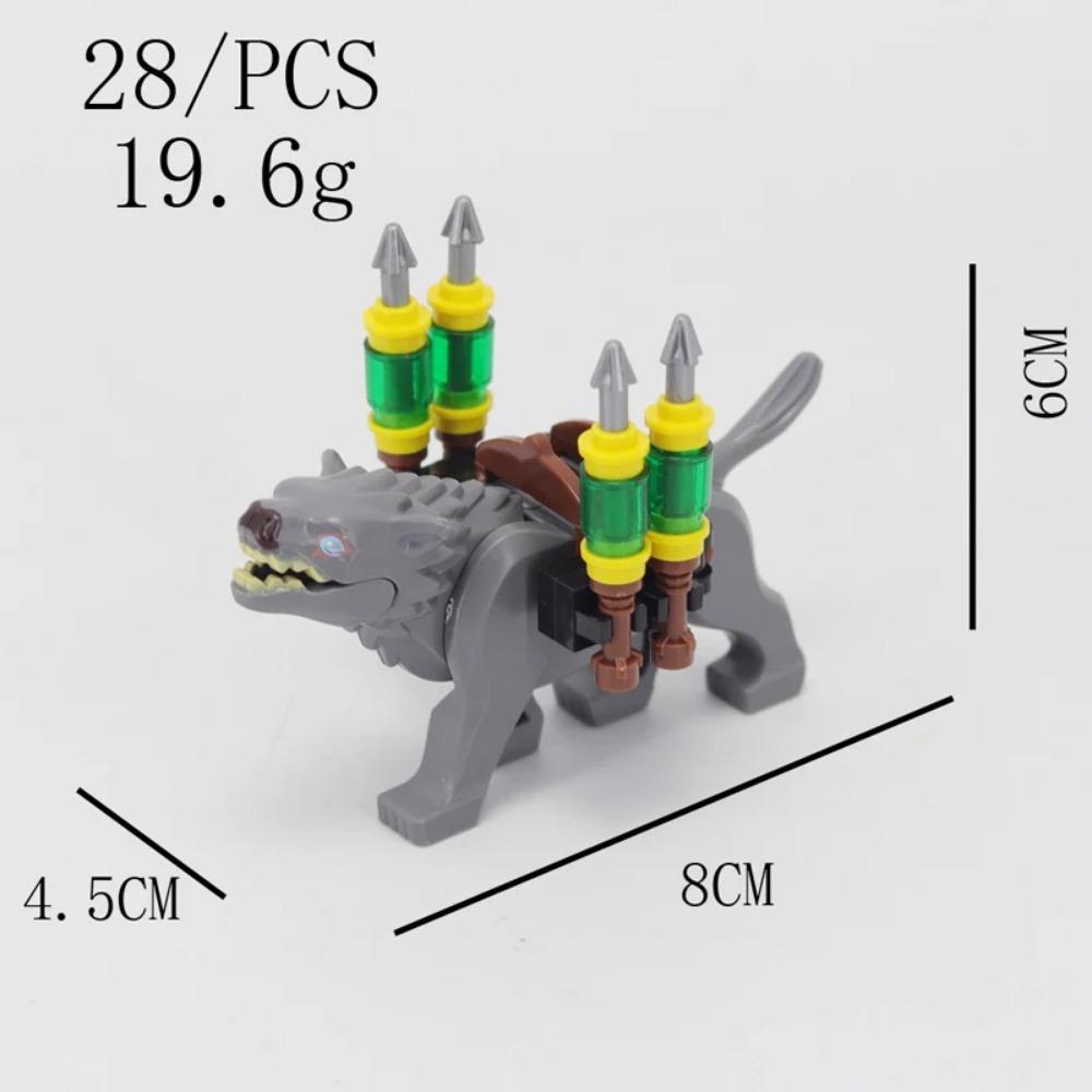 MOC Animal Building Block Accessories Set Crow Parrot Peacock Eagle Flamingo Transport Horse Ox Cart Gift Brick Model Toy K001