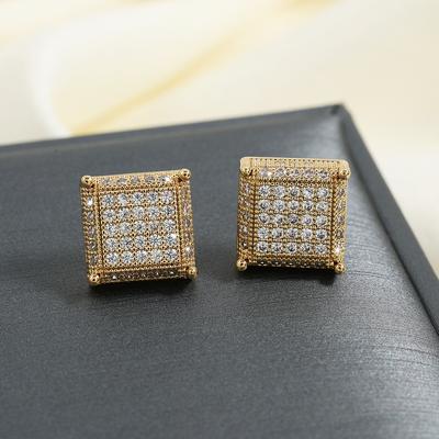 ZAKOL Buling Zirconia Earrings for Men Iced Out Micro Full Paved CZ Crystal Copper Earring Fashion Hip Hop Zircon
