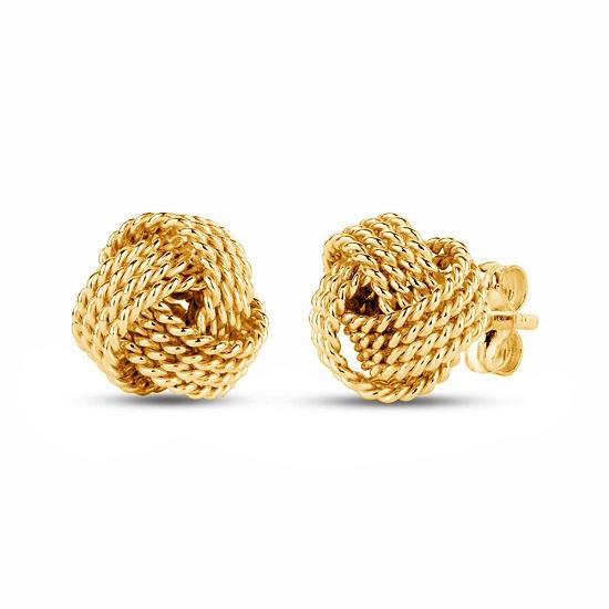 LeCalla 925 Sterling-silver Gold Plated Knot Stud Earrings for Women & Girls