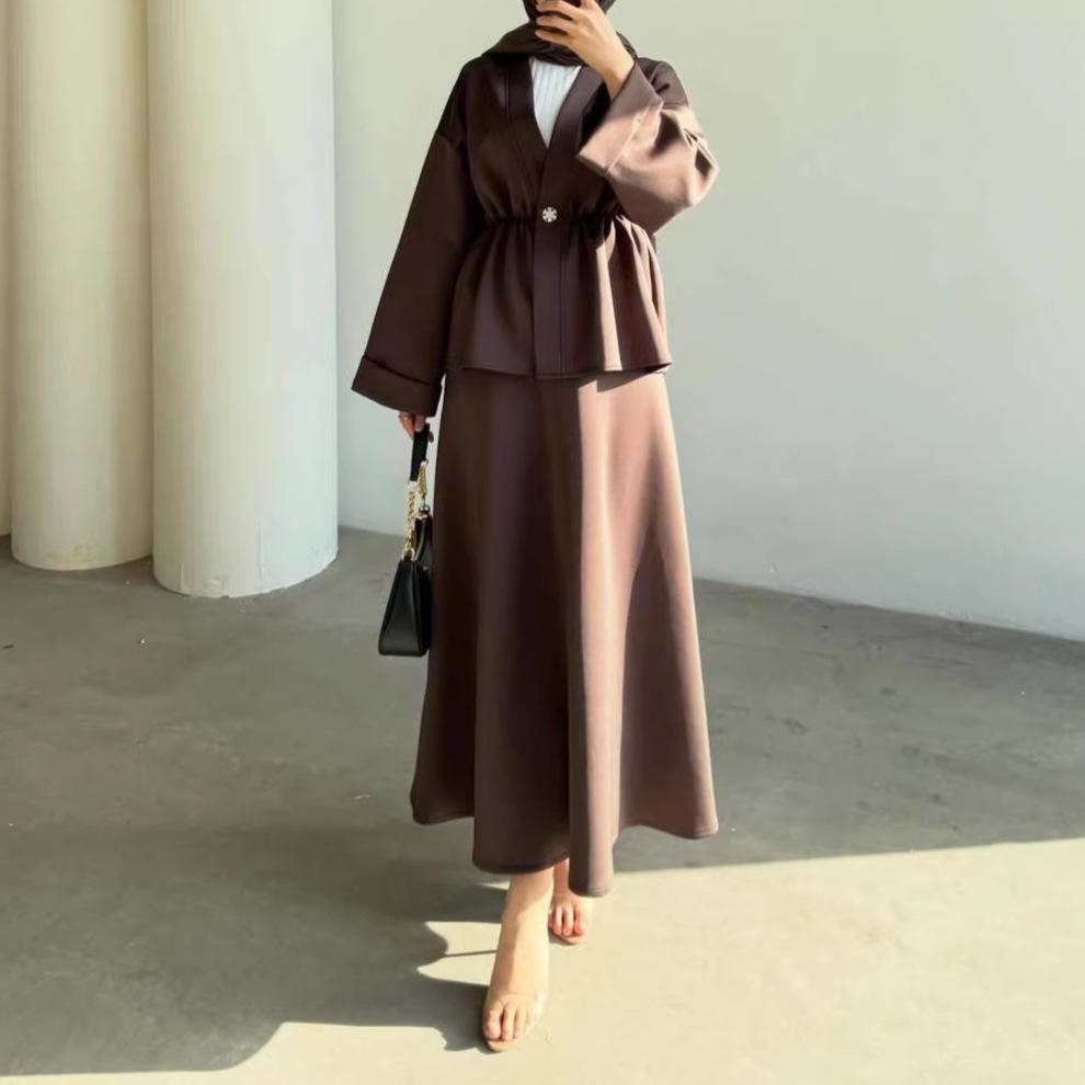 Cross-border Europe, America, Amazon autumn new women s clothing fashion temperament button waist top skirt XS