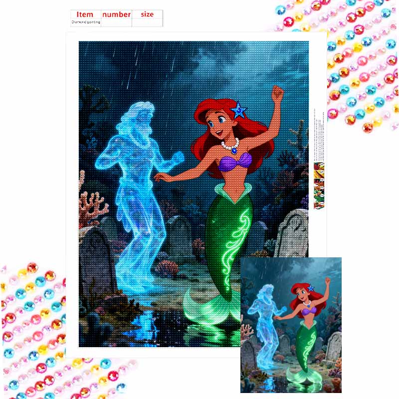 Disney Diamond Painting Kit The Little Mermaid King Triton 5D DIY Home Bedroom Wall Decor Handmade Holiday Gift Round 20x30cm
