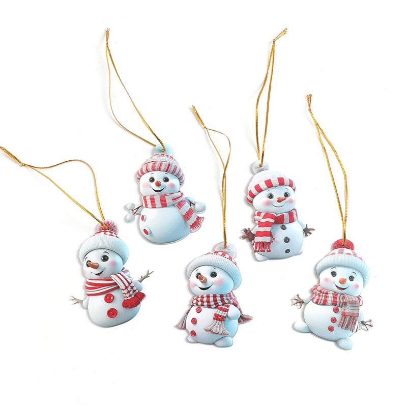 1/5Pcs 2D Acrylic Cartoon Snowman Hanging Xmas Tree Pendant for Christmas Decoration Navidad Home Decor New Year Party Gifts