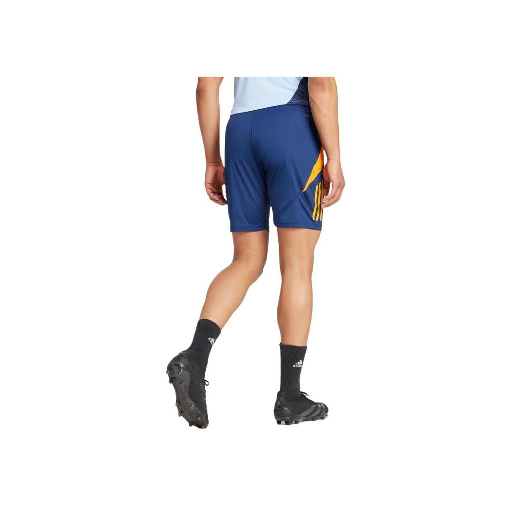 Adidas SS24 Real Madrid Series Color Block Striped Comfortable Fashionable Breathable Football Pants Men Bottoms Navy-Blue IT5105