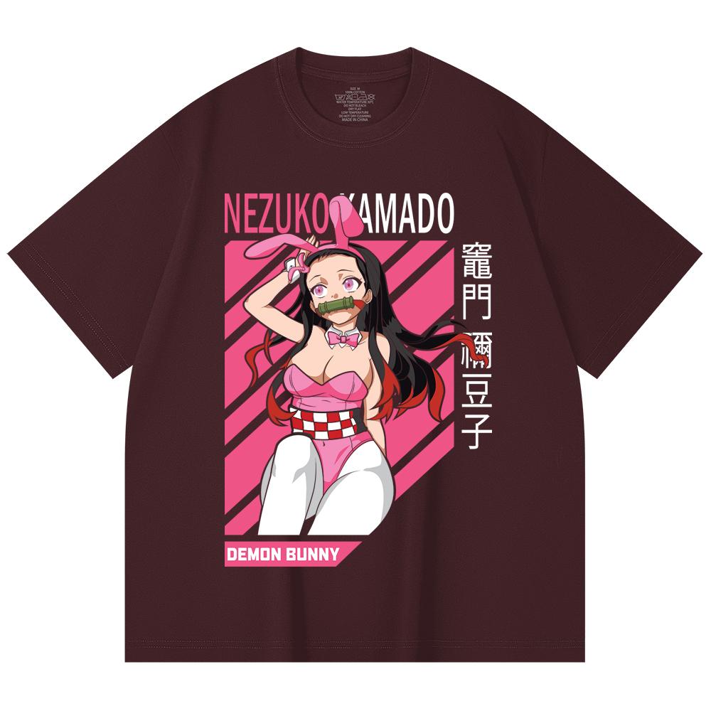 

230 Gsm 100% Cotton Demon Slayer V82 Nezuko Waifu Print Unisex Heavy Cotton T Shirt 2XL