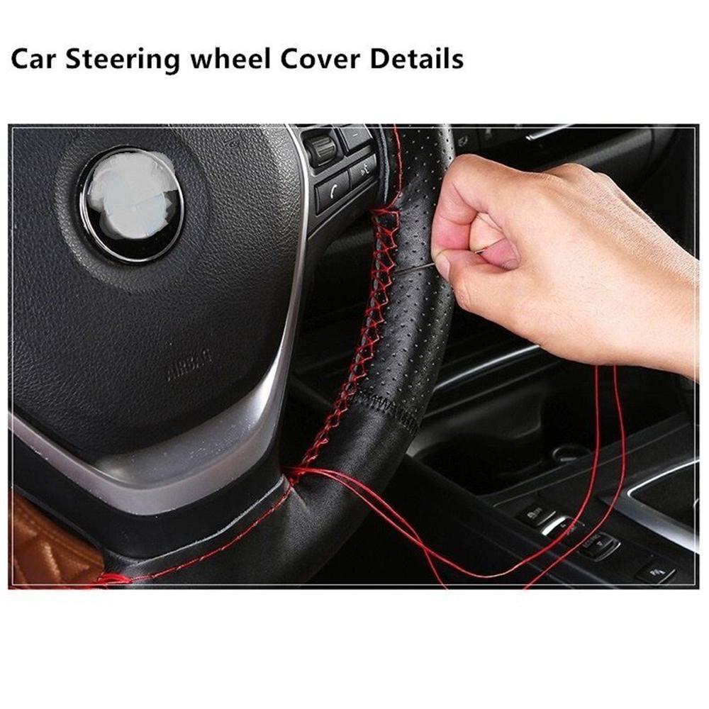 45cm Ledergeflecht für Lenkrad 18" Handnähen Lenkradbezug Echtes Rindsleder mit Nadeln Faden