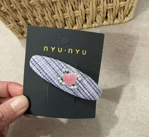 Heart Bear Cream Plaid Hair Clip - Korean Style, Fresh Academy Look, Youthful Appeal