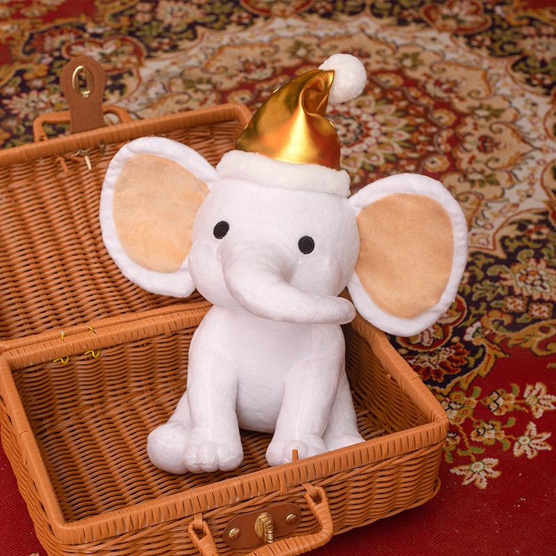 Schattig Cartoon Kerst Olifant Pluche Speelgoed Leuke Zittende Olifant Pop Met Kerstmanmuts Zoete Huisfeest Decor Mooi Cadeau 25cm