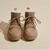 Leather snow boots women's new winter velvet thickened warm cotton shoes thick-soled white shoes white short boots