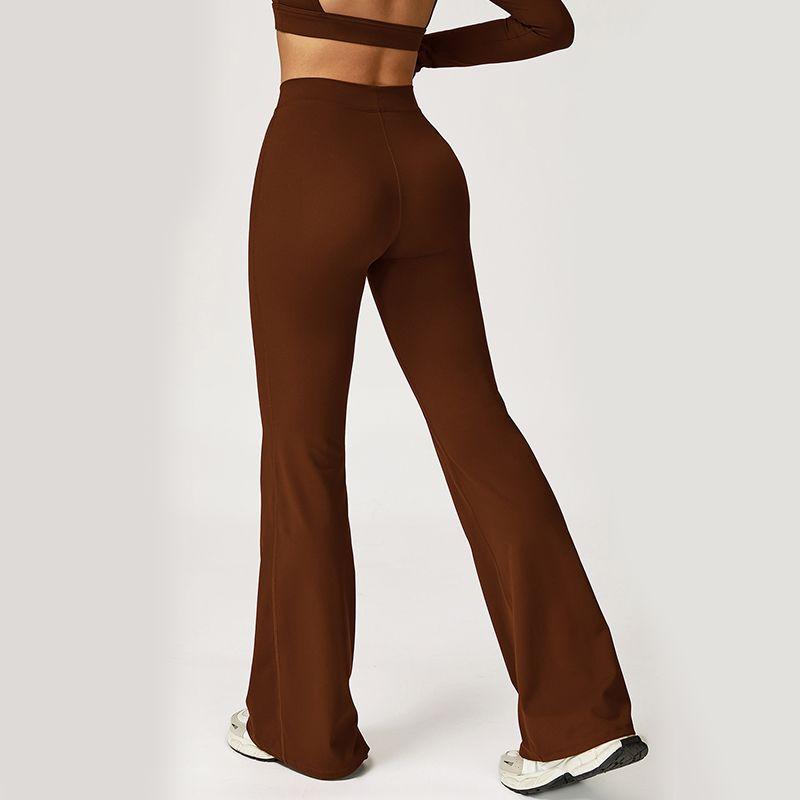 

Fashion Fitness Pants for Women High Waist Hip Lift Tight Belly Trimming Micro-Pull Yoga Pants Seamless Peach Hip Outwear Sports Pants Caramel Brown L