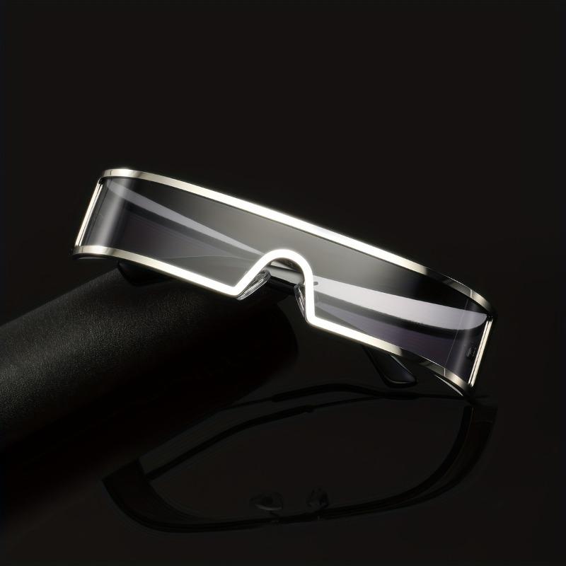 Non-polarized Vintage Trendy Design Small Frame Punk One-Piece Women Men Sunglasses Metal Frame Outdoor Driving Men Sun Eyeglasses