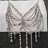 Rhinestone Tassel Body Chain Bikini Halter Bra - European & American Beachwear for Women
