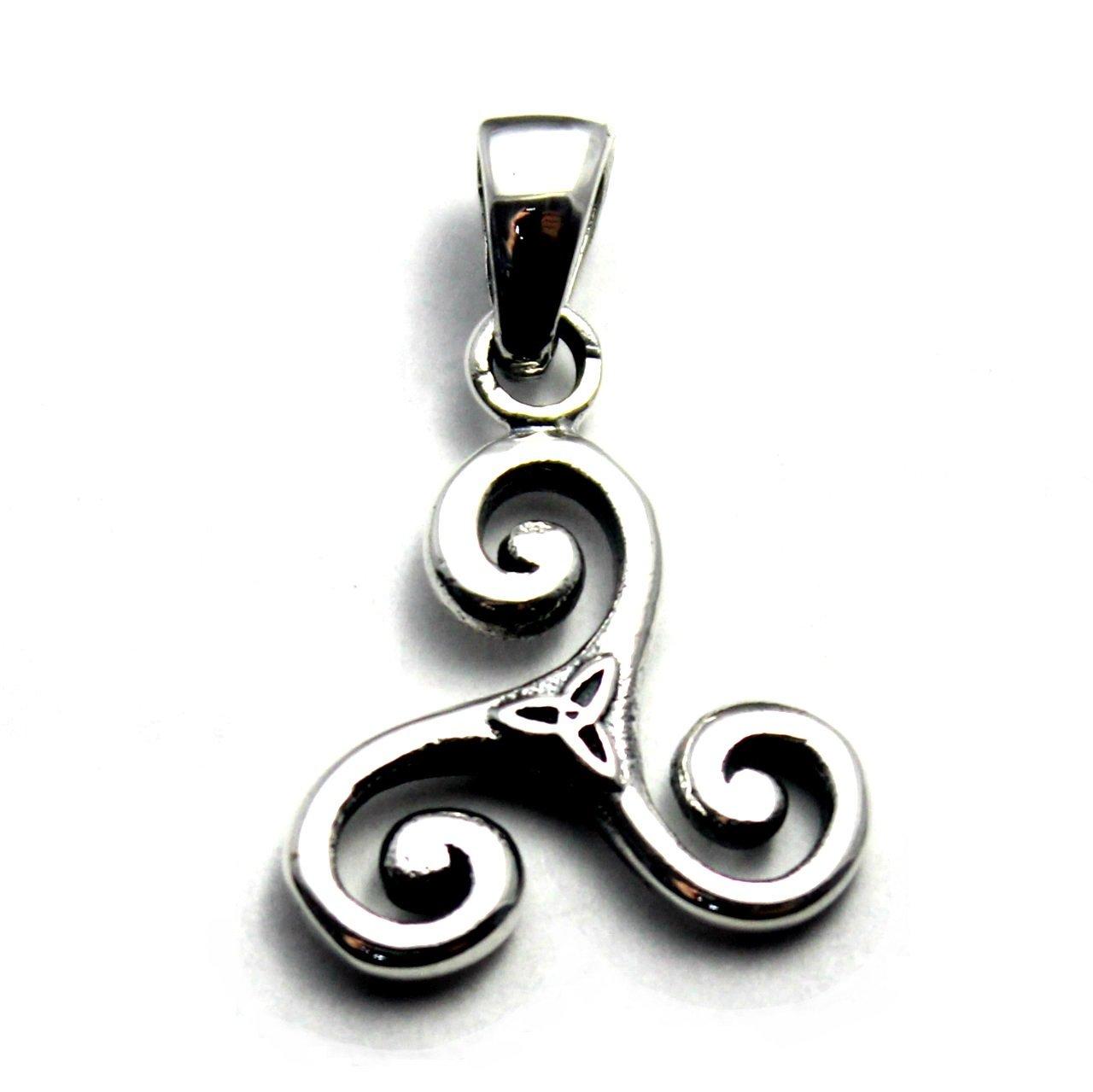 Triquetra Triskelion Triskel Triple Spiral Celtic Three-legged Crescent Silver 925 Pendant