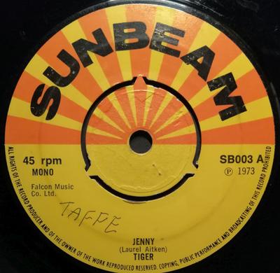 7 colių plokštelė TIGER Jenny SB003 Sunbeam 1973 JK Reggae Ska Dub Naudota