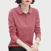 Women's Long Sleeve Polo Shirt, Loose Fit, Plus Size, Spring, Slimming Base Layer