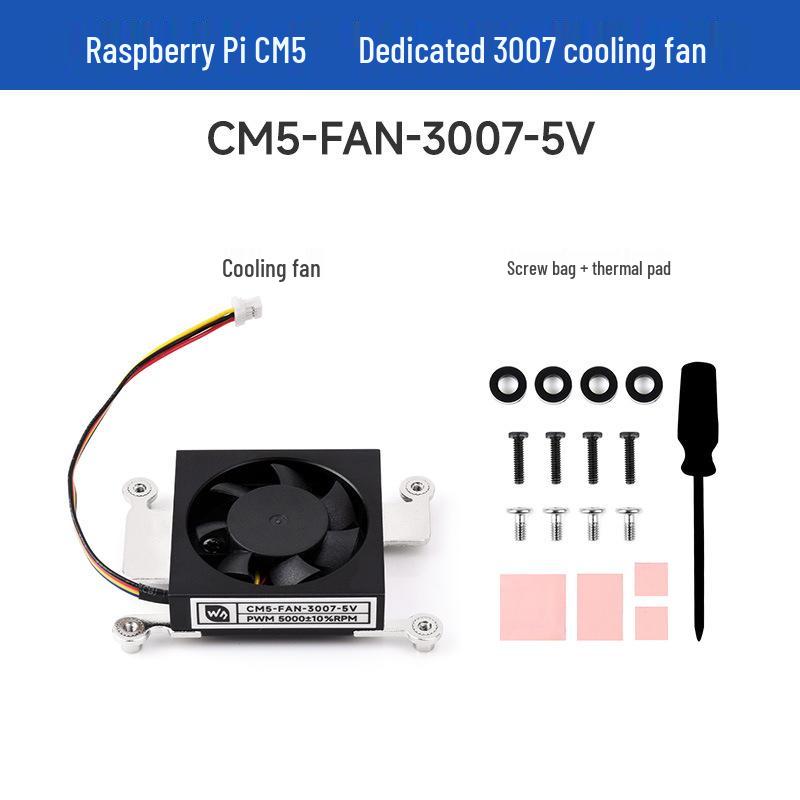 Micro-Snow Cooling Fan for Raspberry Pi CM5: Adjustable 5V 3007 Low Noise with Thermal Paste 3007 5V Fan