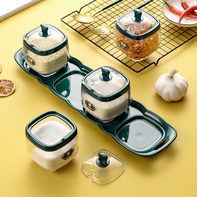 Kitchen Light Luxury Salt Monosodium Glutamate Seasoning Box Salt Shaker Seasoning Combination Set Seasoning Bottle Can