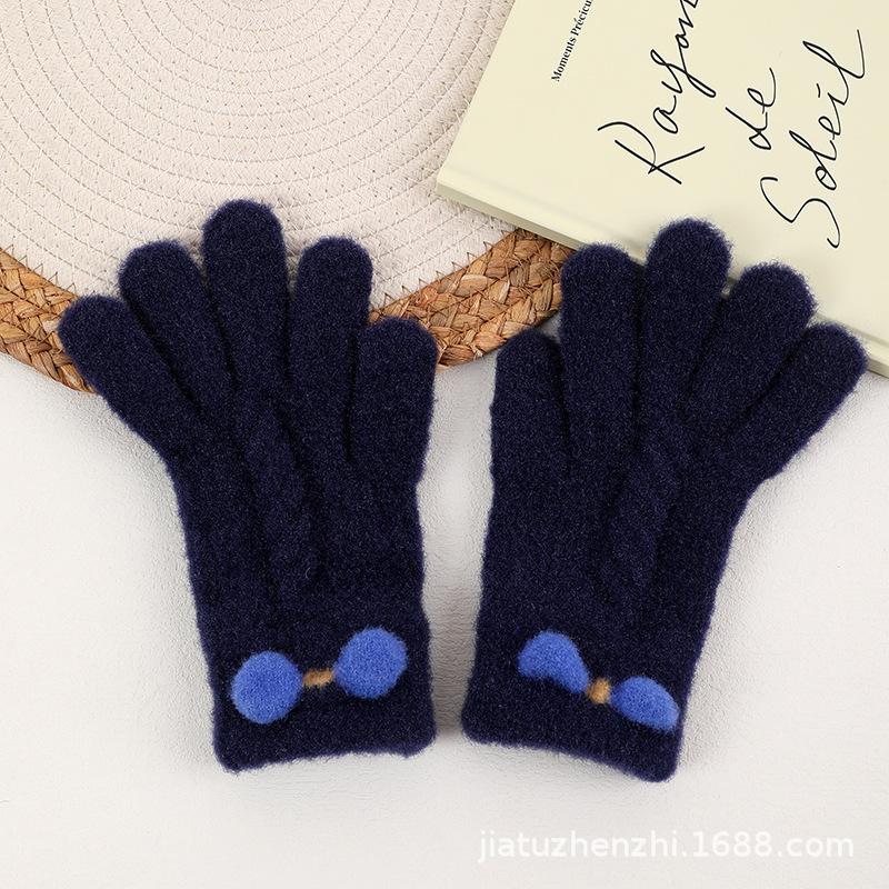 

Зимние перчатки женские бархатные утолщенные пятипалые студенческие милые вязаные ветрозащитные для верховой езды могут сохранять тепло велосипедные перчатки average size темно-синий