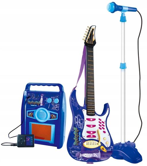 Gitara Elektryczna Duża Dla Dzieci Mikrofon Statyw Wzmacniacz Instrument