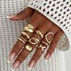 Diezi S/Set Hip Hop Hollow Metal Finger Rings For Women Girls Men Punk Gold Copper Color Geometric Knuckle Joint Ring Jewelry