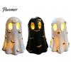 Warm LED Bedside Lamp Halloween Ghost Decoration, Cute Light Up Figurine, Spooky Resin Small Night for Bedroom Statue with Shelf Mantel Indoor