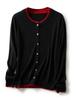 2025 A/W Women's Color Block Knit Cardigan - Fake Two-Piece, Round Neck, Long Sleeve, Loose Fit Sweater Coat