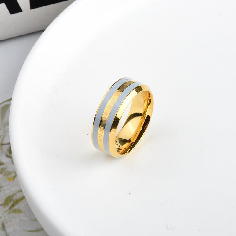 Minimalist Black Gold Titanium Steel Ceramic Ring for Couples In Japanese & Korean Style