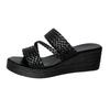 Sandalias de cuña para mujer Verano Mujer Slip on Tacón alto Moda Zapatos de mujer Cómodos Flor Exterior Sandalias de plataforma
