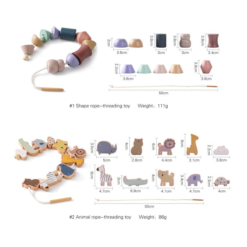 Baby Animal Threading Toys Baby Wooden Finger Exercise Toys Blocks Montessori Combination Toy Educational Children Toys for Kids