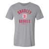 Bradley Braves Division Arch Triblend T Shirt - Athletic Grey