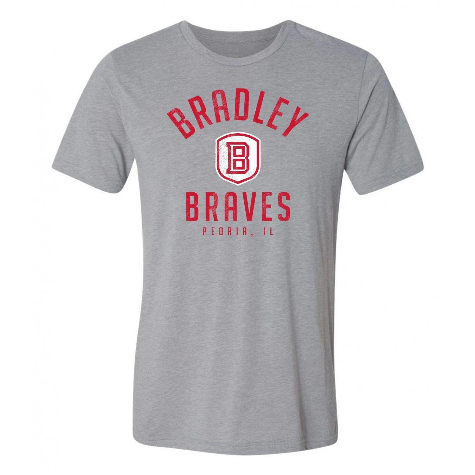 Bradley Braves Division Arch Triblend T Shirt - Athletic Grey XL