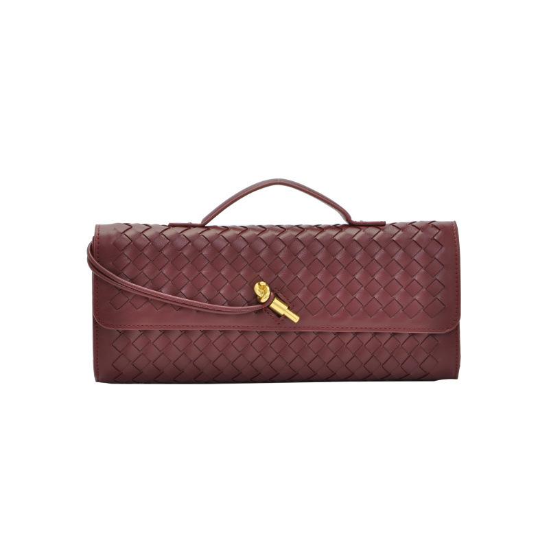[Strict Selection] Niche Woven One-Shoulder Dinner Baguette Bag Fashionable Horizontal Clutch Bag Versatile Women'S Oblique Span Bag