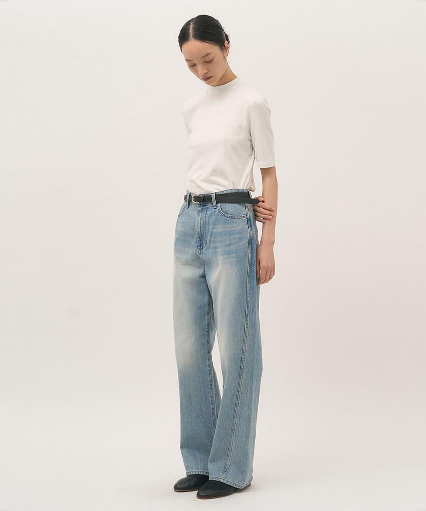Leopeusaideuhwaiteulabel Twist Denim Pants Lake Blue