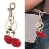 Simple Rhinestones Cherries Charm Keychains Fashion Hanging Ornament Pendant Car Keyring Backpack Decoration Bag Charm