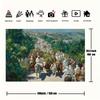2D Triumphal Entry Backdrop, Palm Sunday Procession Scene Background for Christian Home Decor