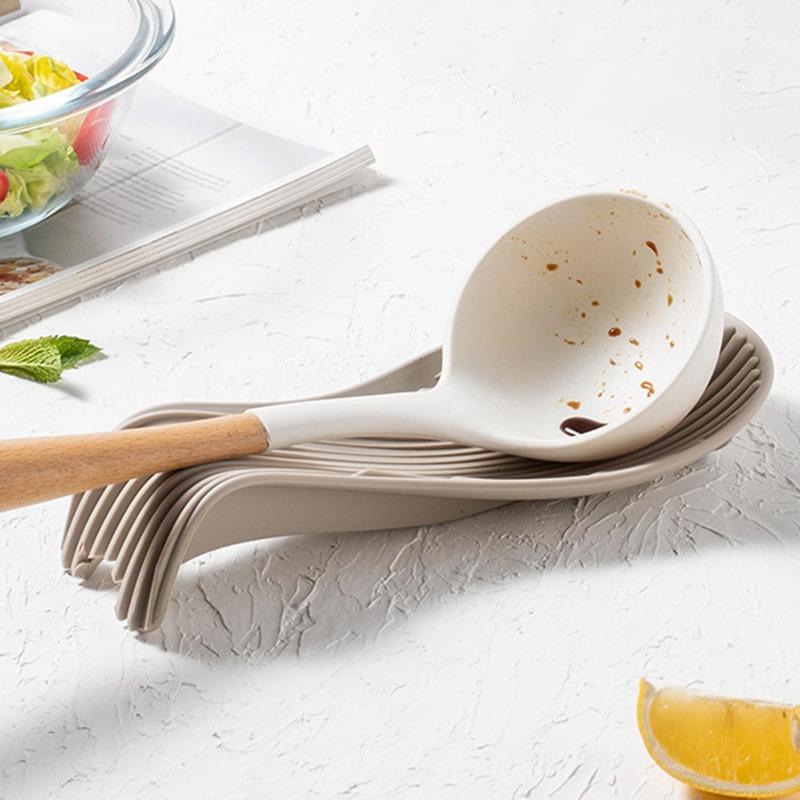 Silicone Spoon Holder Kitchen Spoon Rest Utensil Heat Resistant Storage Shelves Kitchen Cooking Tools Kitchen Accessories