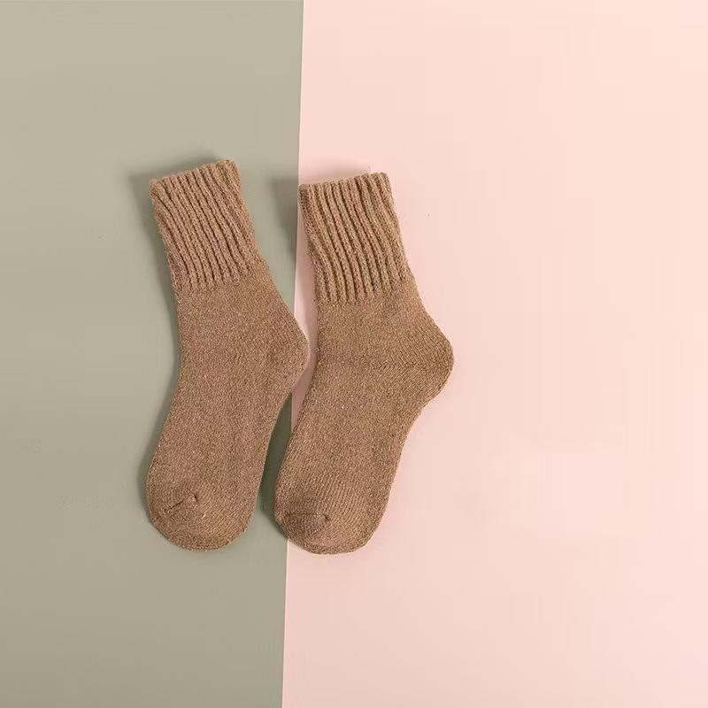 Unisex Solid Color Winter Socks, Thick Thermal Mid-Crew Socks for Women & Men, Cozy Fleece Lined Cold Weather Boot Socks