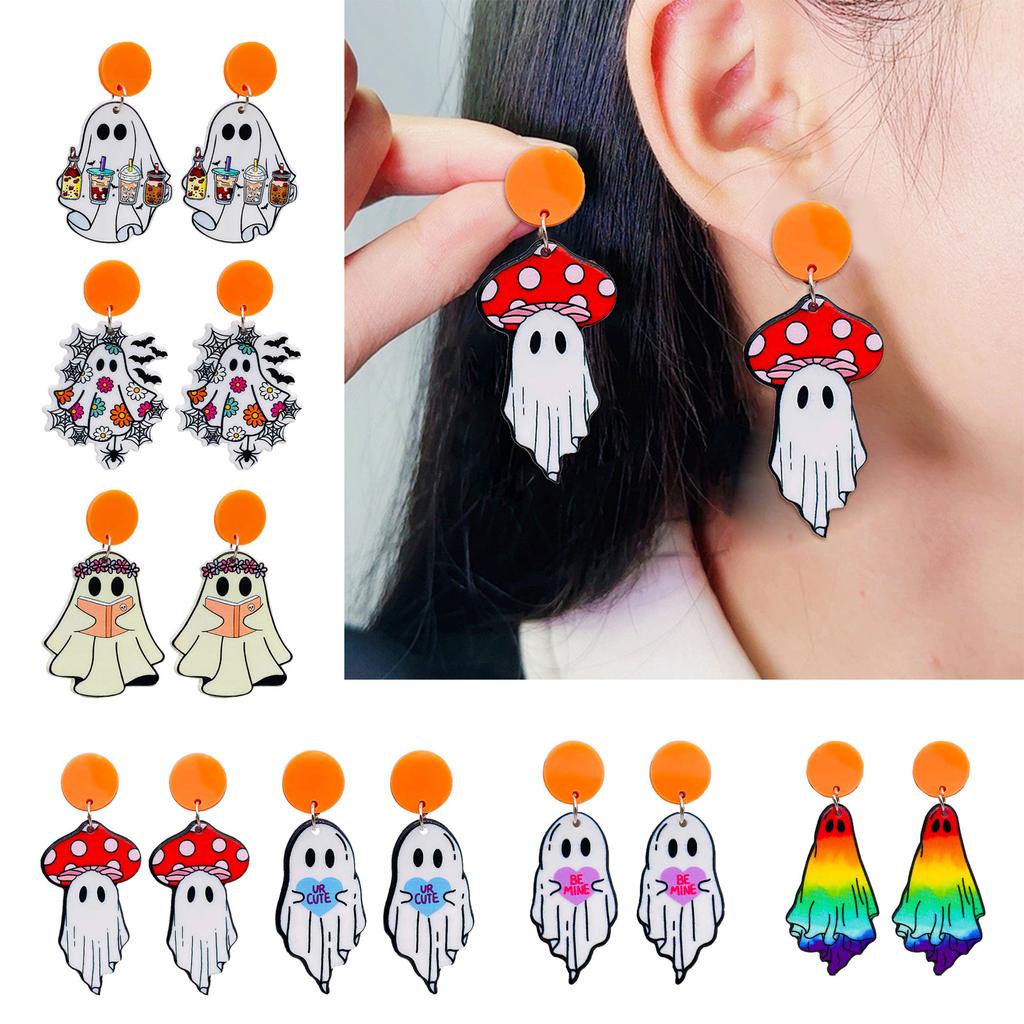 Novelty Halloween Earrings Cartoon Spook Dangle Earrings Cute Spook Dangle Earring for Christmas Jewellery Spooky Gift