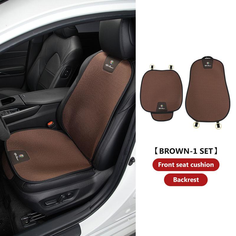 Car Logo Ice Silk Seat Cushion Backrest Pad Waist Protector Mat For Alfa Romeo 159 Giulietta Giulia 147 Mito 156 159 166 GT