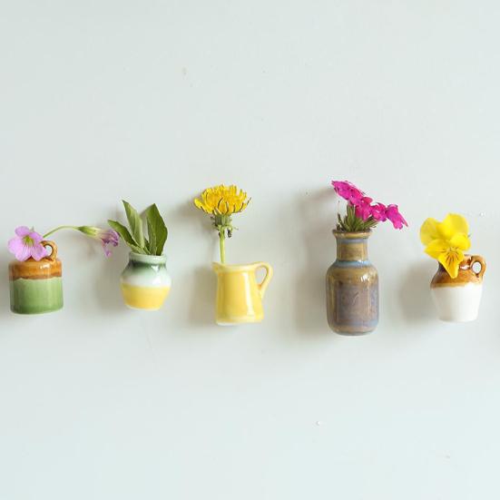 1/2Pcs Mini Ceramic Vase Refrigerator Magnet Home Office Kitchen Locker Fridge 3D Miniature Flower Vase Pot Magnetic Decoration Ornament