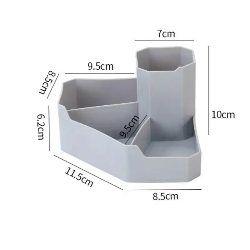 Caja de almacenamiento creativa para cosméticos y papelería de esquina de escritorio con cuatro rejillas, caja de almacenamiento para lápices labiales y bolígrafos, soporte para papelería del hogar