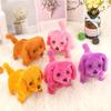 Cute Lovely Bell Electric Forward Backward Puppy Bark Eye Luminous Dog Doll Plush Stuffed 12cm Toy