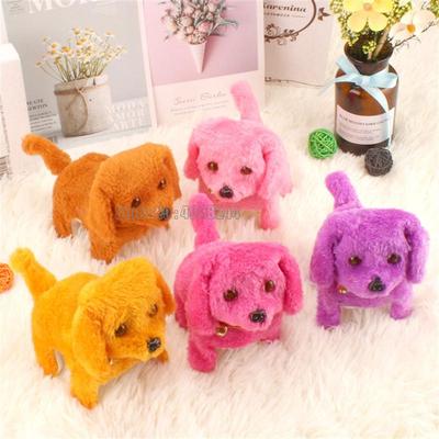 Cute Lovely Bell Electric Forward Backward Puppy Bark Eye Luminous Dog Doll Plush Stuffed 12cm Toy