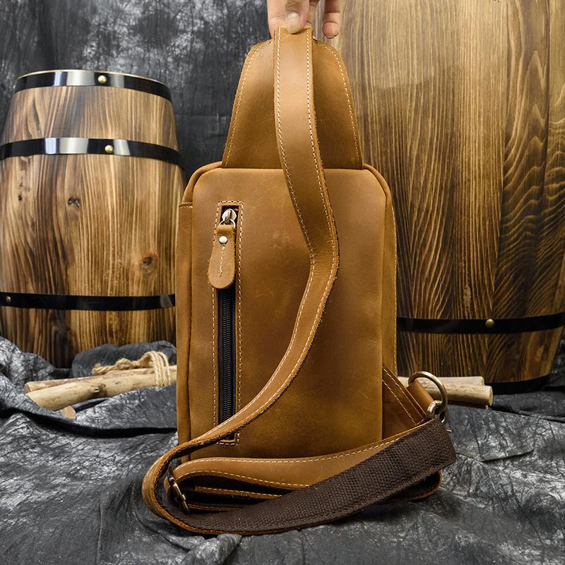 Luxury Designer Men's Leather Chest Bag Real Cowhide Men's Chest Packs Crossbody Male Bag Single Shoulder Bag Man Popular 2026
