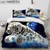 3D Tiger Leopard Wolf Animal Luxury Comforter Bedding Set,Duvet Cover Bed Set Quilt Cover Pillowcase,King Queen Size Bedding Set